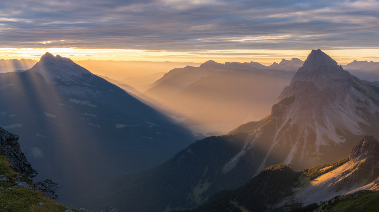 Mountain landscape at sunset